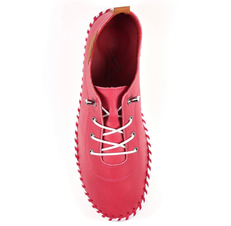 Lunar St Ives FLE030 Leather Raspberry Plimsoll