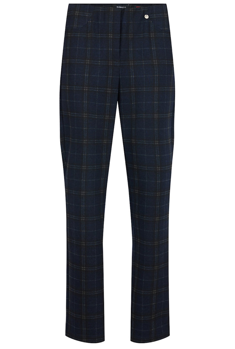 Robell Bella Check Trouser Blue 52564