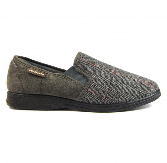 Lazydogz Men’s Harrison Grey Tweed Slipper