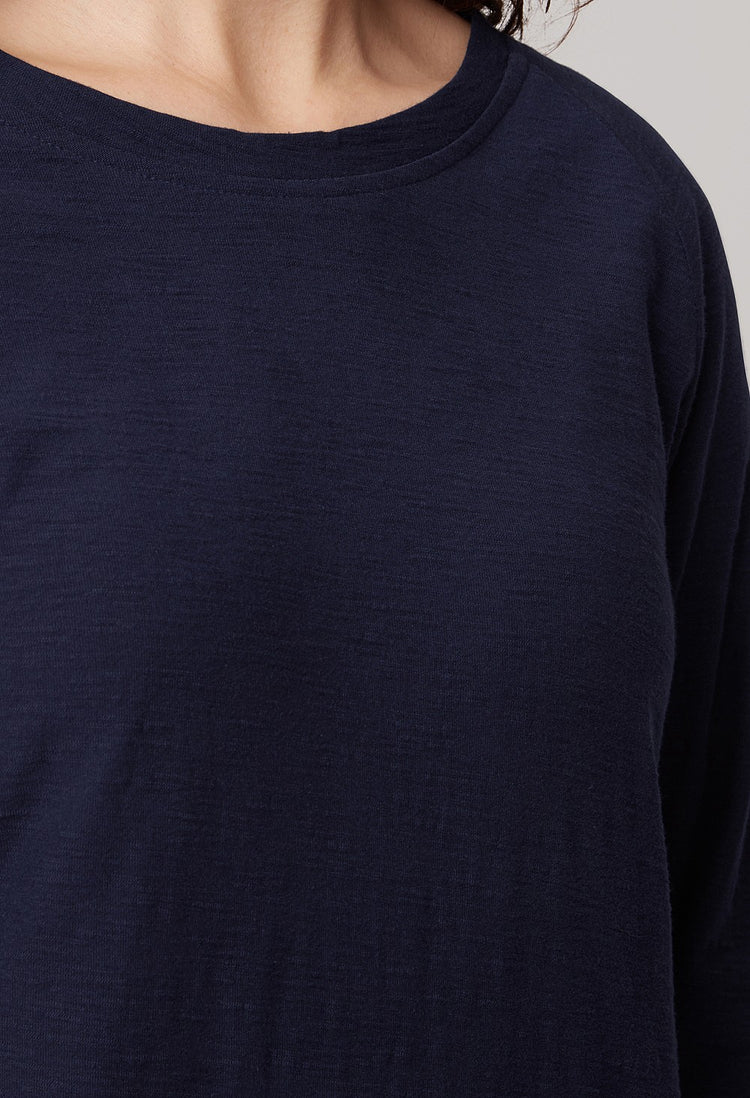 Adini Cotton Slub Becca Top - Navy