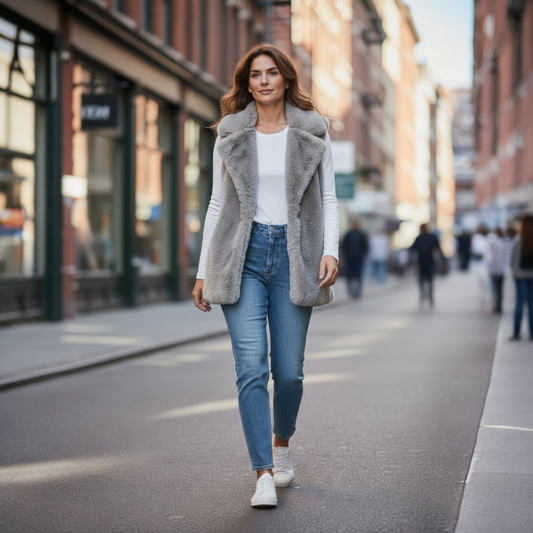 Pomodoro Faux Fur Gilet Silver