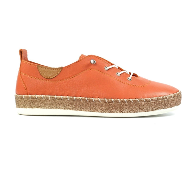 Evie Orange Leather Plimsole