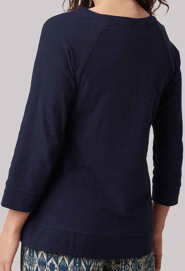 Adini Cotton Slub Becca Top - Navy