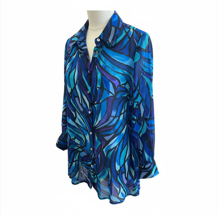 Pomodoro Mosaic Long Shirt Blue