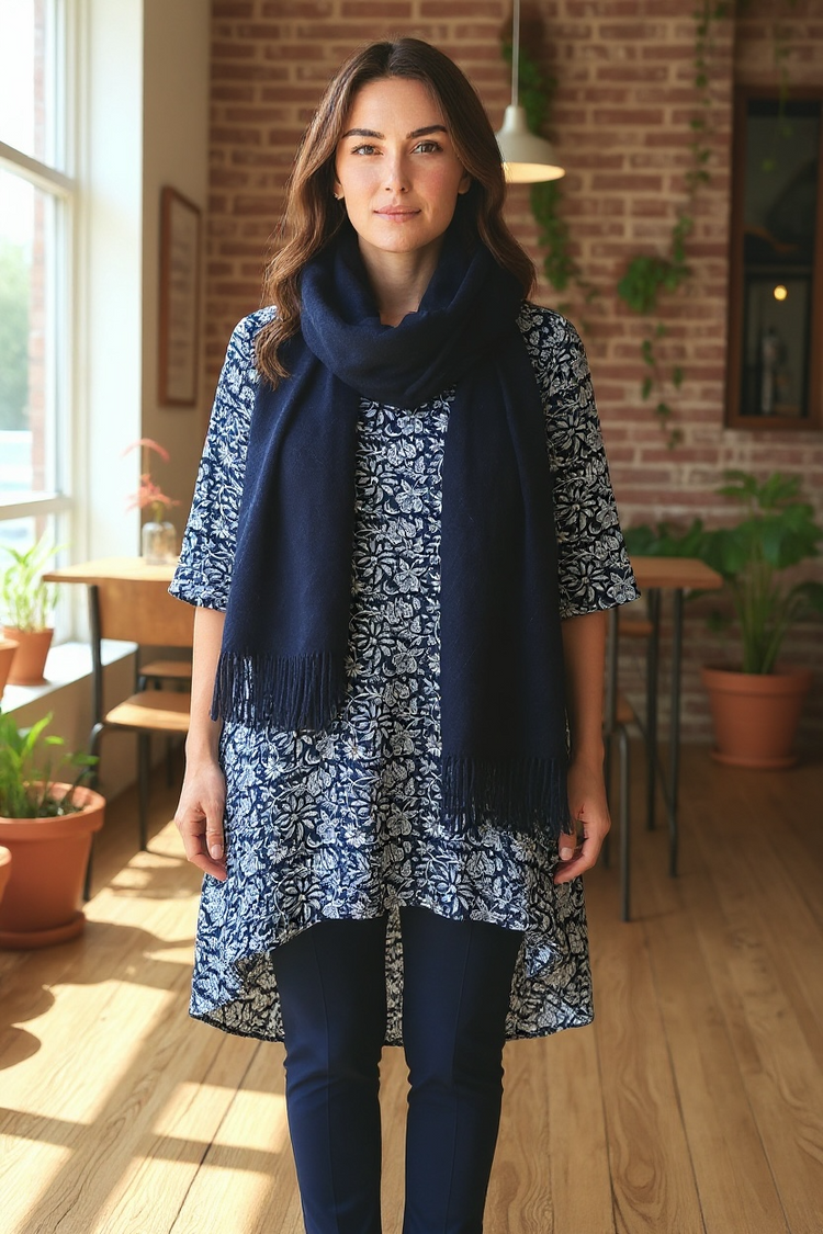 Yauvan High Low Overtop Jaipur Navy