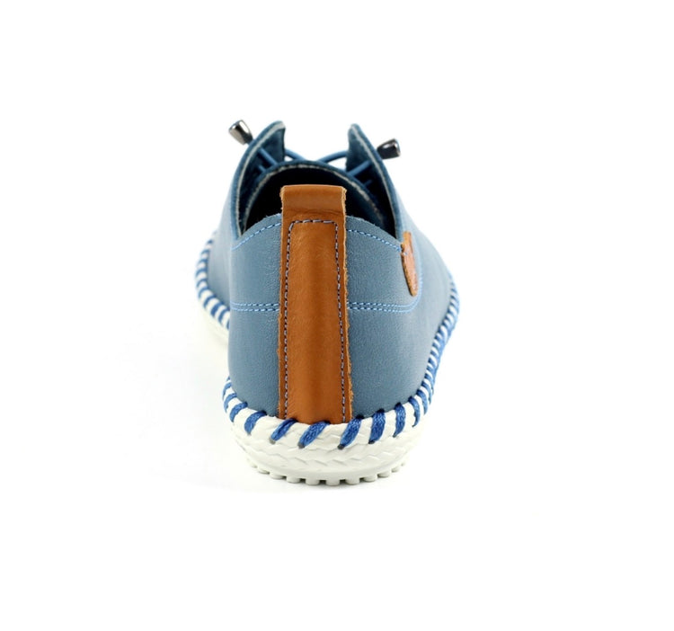 Lunar St Ives FLE030 Mid Blue Leather Plimsoll