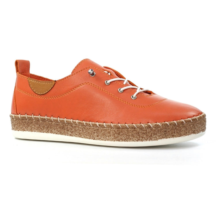 Evie Orange Leather Plimsole