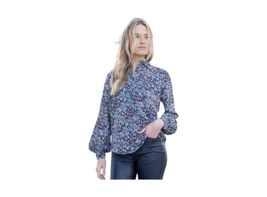 Marble Blouse 8156-223 Teal Multi