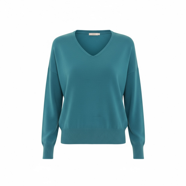 Pomodoro Essential V Sweater Turquoise