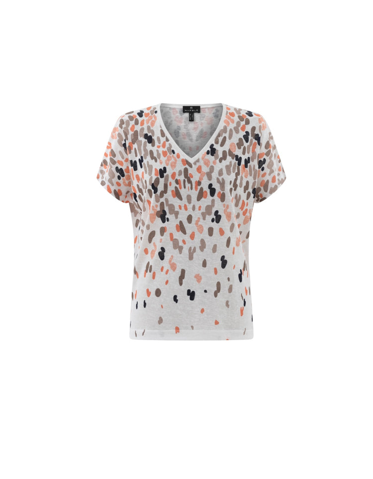 Marble Print Top Orange and Taupe