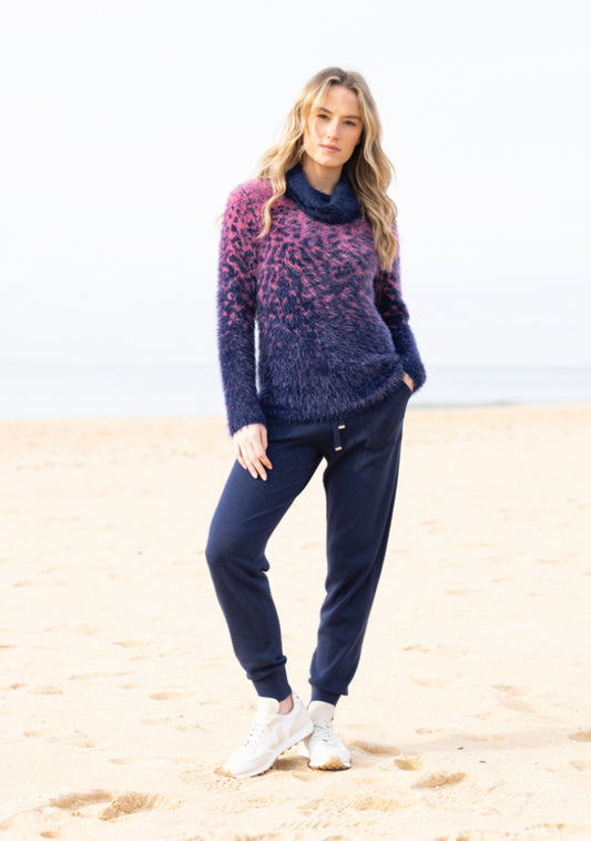 Marble Sweater 8030-230 Navy/Pink