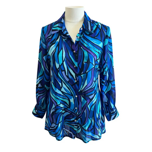 Pomodoro Mosaic Long Shirt Blue