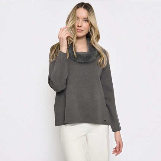 Piccadilly Fur Trim Sweater YE192