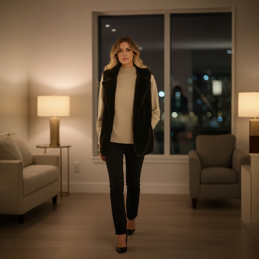 Pomodoro Faux Fur Gilet Black