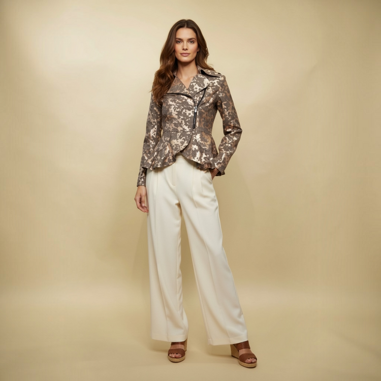 Jacquard Biker Jacket Rose Gold