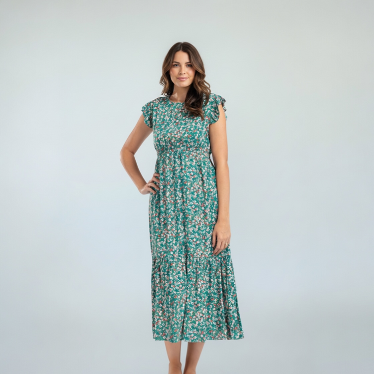 Serena Floral Dress Green