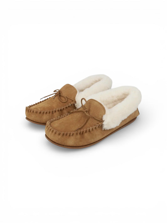 Willow Ladies Wool Lined Moccasin With Sole Chestnut