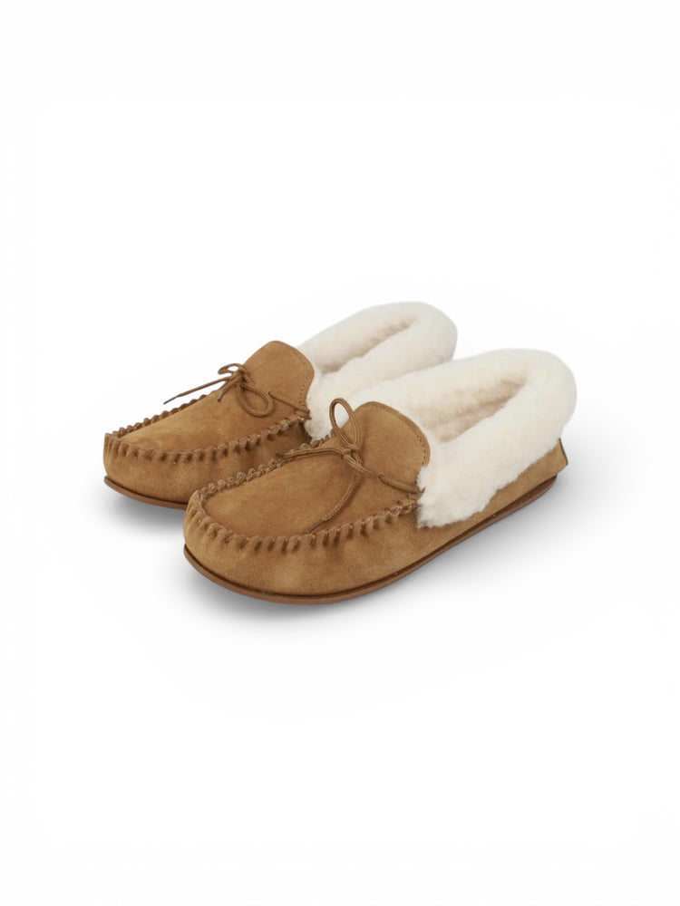 Willow Ladies Wool Lined Moccasin With Sole Chestnut