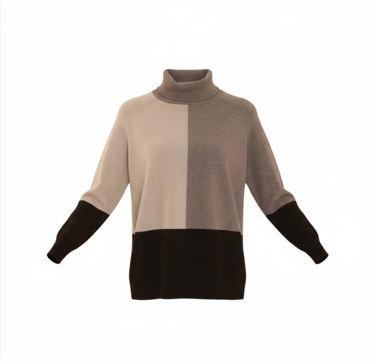 Pomodoro Colour Block Roll Neck Silver