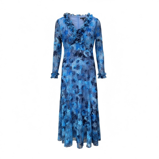 Barker & Pattichis Floral Lace Dress- Blues