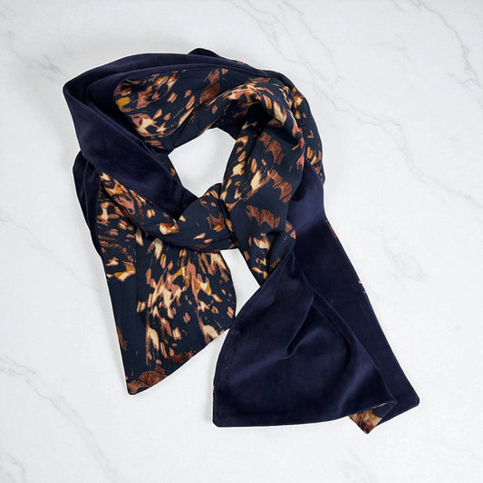 Victoria Velvet/Print Shawl Purple Moonlight