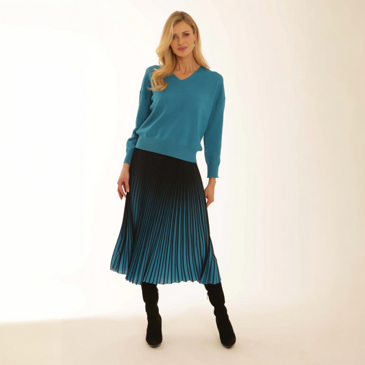 Pomodoro Ombre Pleated Skirt Peacock