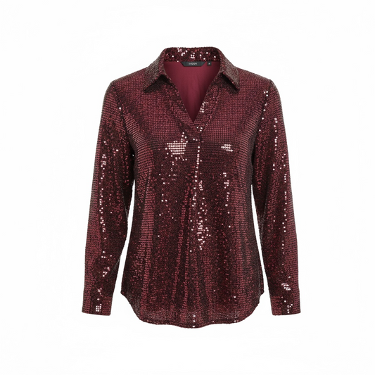 Pomodoro Stretch Sequin Shirt Magenta