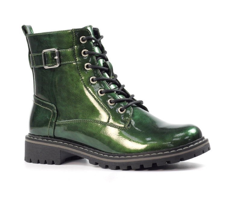 Lunar Parlour Green Patent Ankle Boot