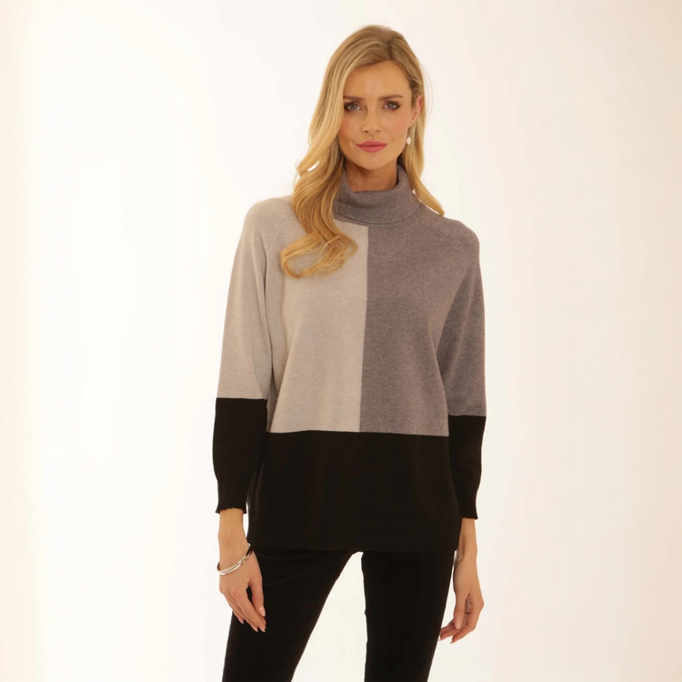 Pomodoro Colour Block Roll Neck Silver