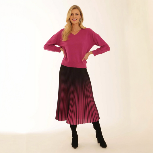 Pomodoro Ombre Pleated Skirt Fuchsia