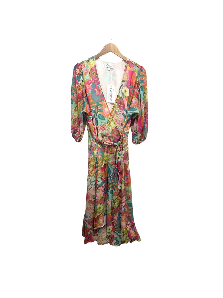 Calypso Romantic Sheer Wrap Dress
