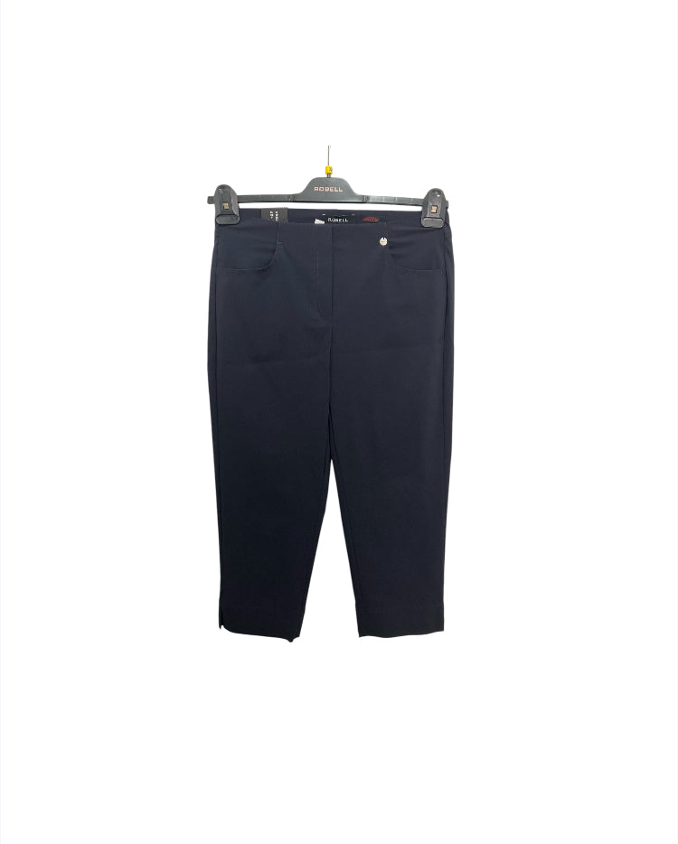 Robell Bella 07 Cropped Trousers with Pockets Navy