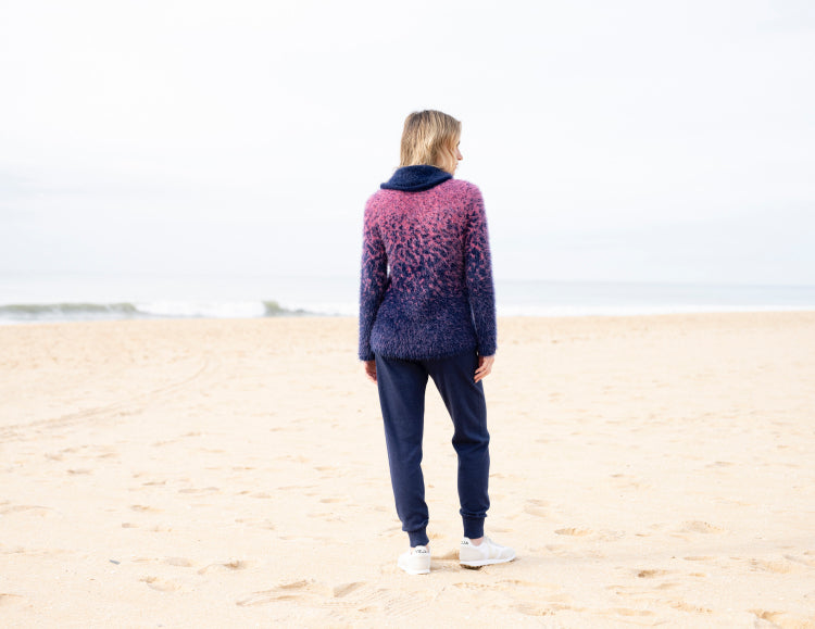 Marble Sweater 8030-230 Navy/Pink