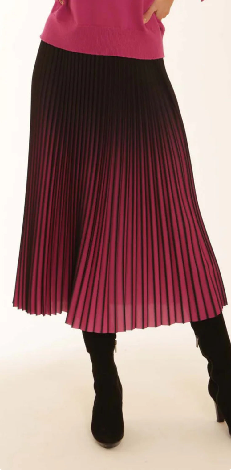Pomodoro Ombre Pleated Skirt Fuchsia