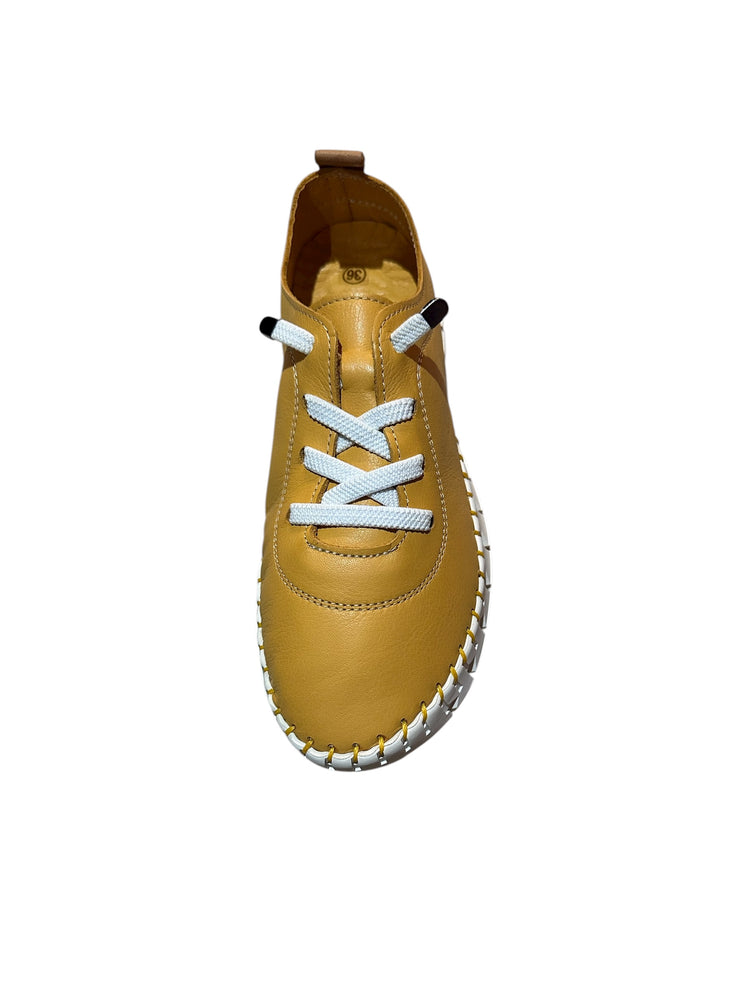 Lunar St Austell Mustard Leather Plimsoll