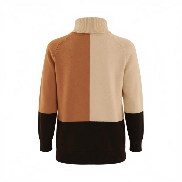 Pomodoro Colour Block Roll Neck Toffee