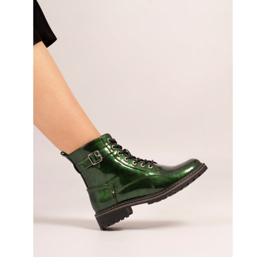 Lunar Parlour Green Patent Ankle Boot
