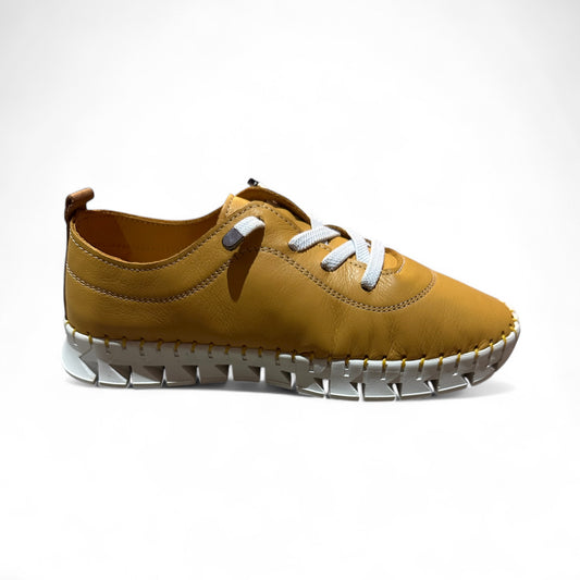 Lunar St Austell Mustard Leather Plimsoll