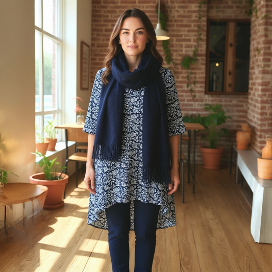 Yauvan High Low Overtop Jaipur Navy