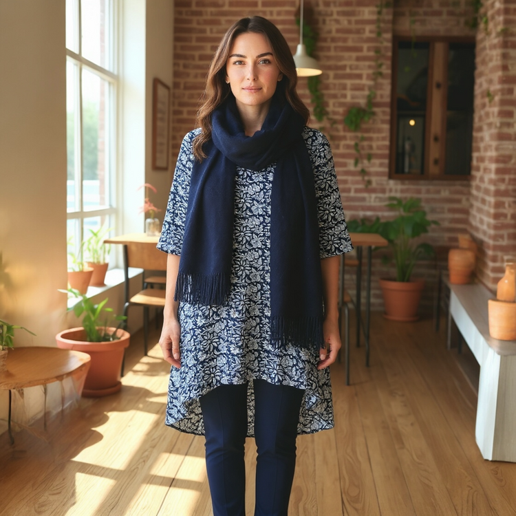 Yauvan High Low Overtop Jaipur Navy