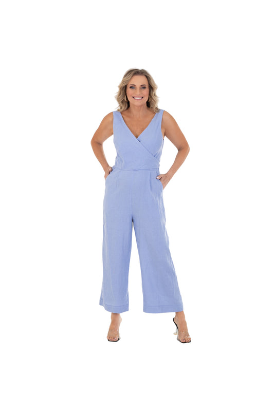 Calypso Wrap Jumpsuit Pacific Blue
