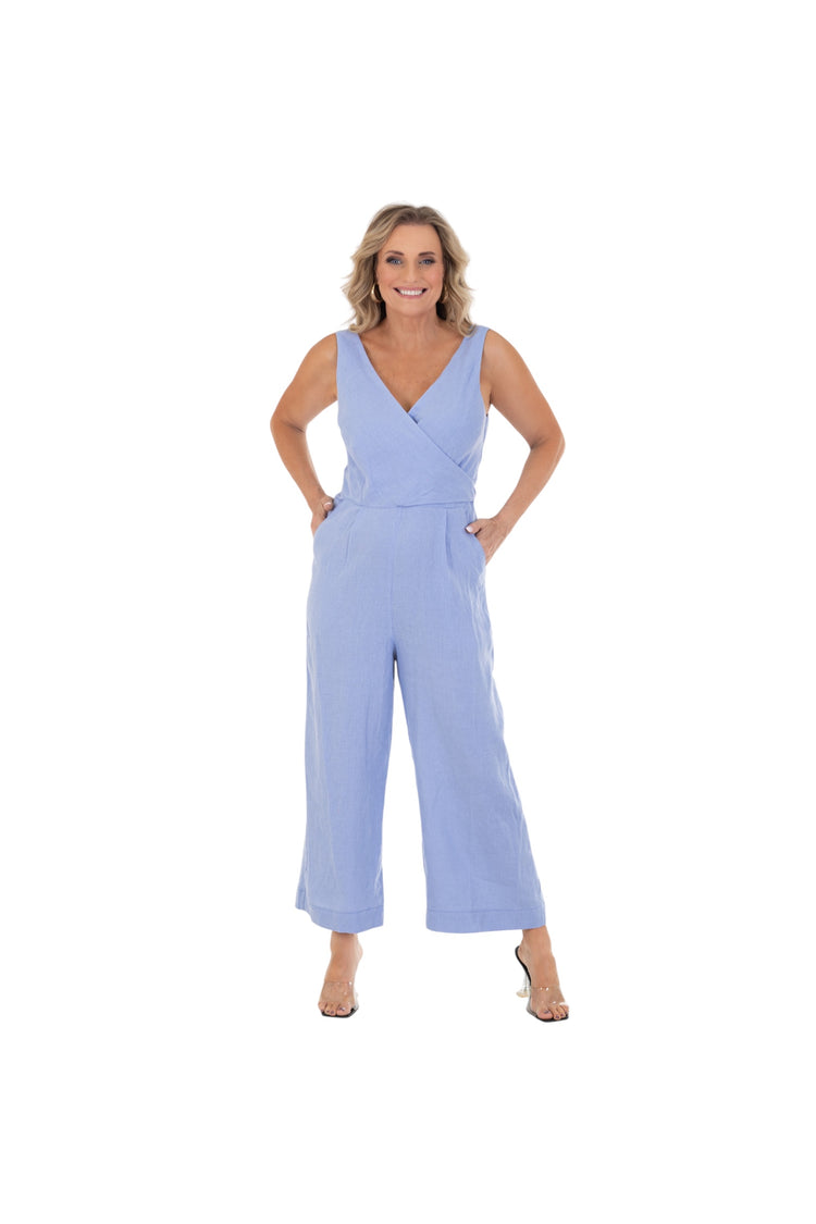 Calypso Wrap Jumpsuit Pacific Blue