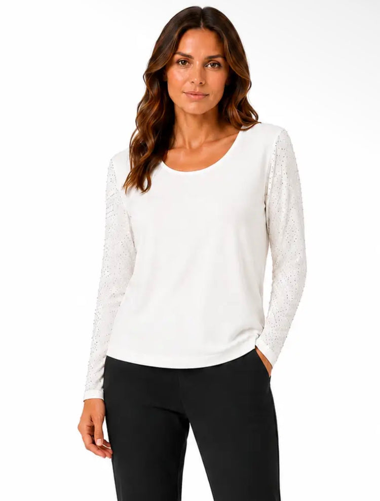 MJ Top with Diamante Mesh Sleeve