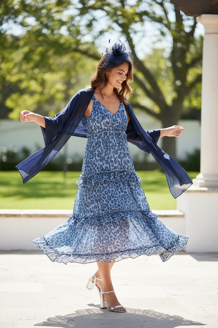 Calypso Strappy Flounce Tier Maxi Dress