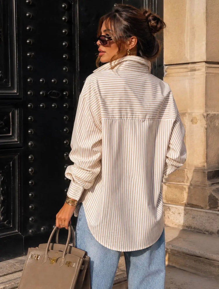 Emma & Ashley Tie Neck Striped Shirt