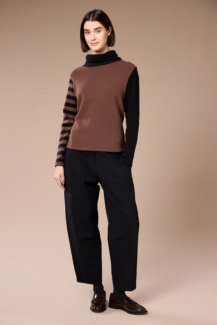 Peruzzi Colour Block Stripe Fleece Top