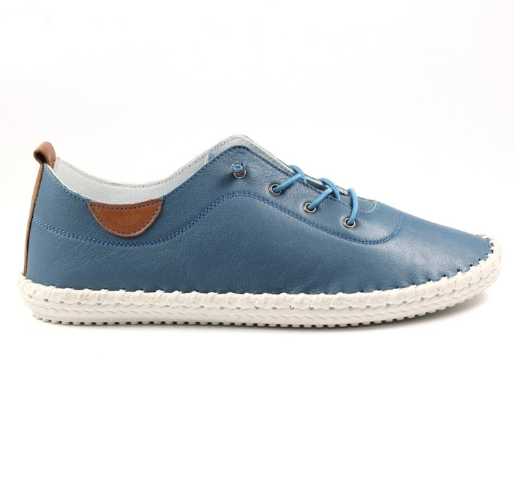 Lunar St Ives FLE030 Mid Blue Leather Plimsoll