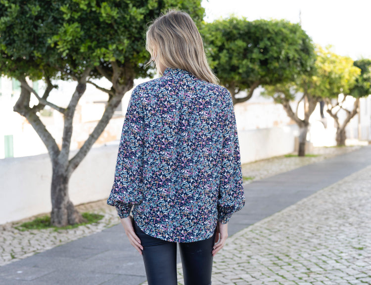 Marble Blouse 8156-223 Teal Multi