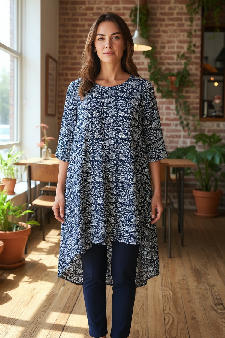 Yauvan High Low Overtop Jaipur Navy