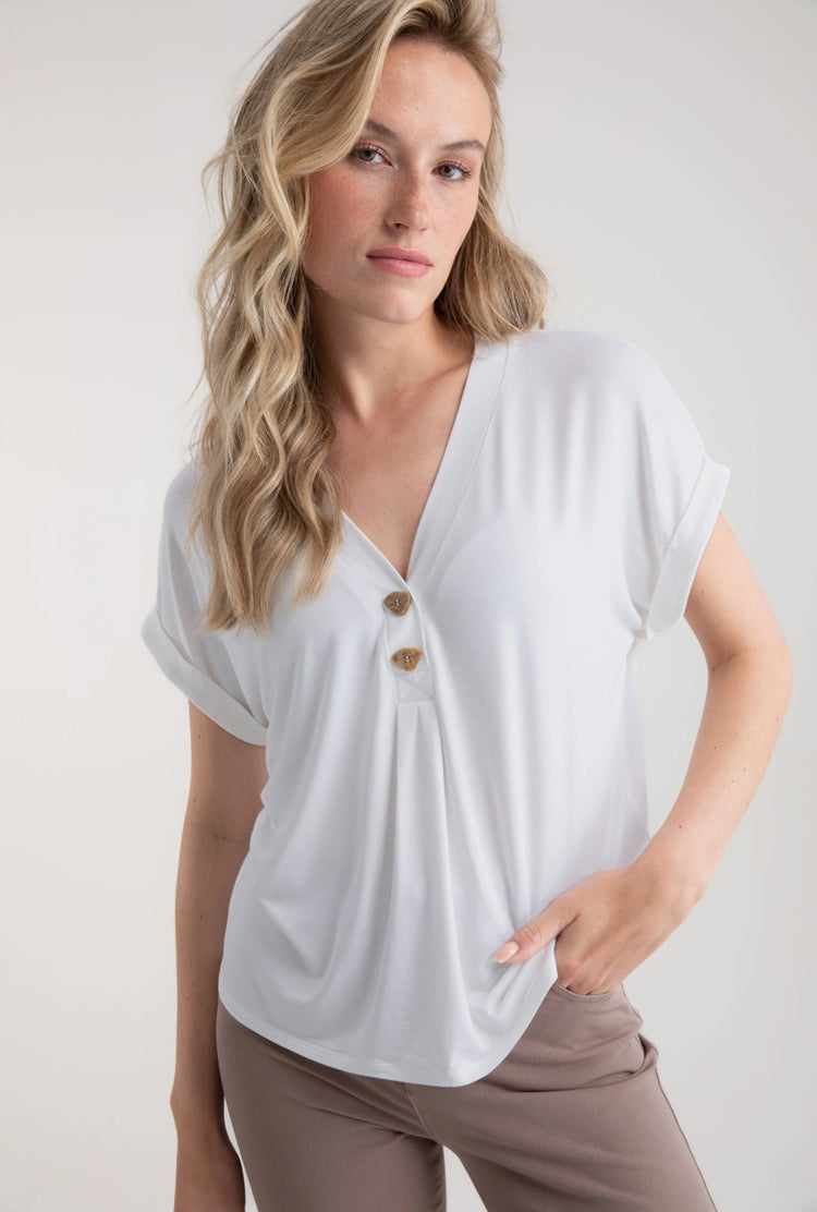Marble Button Top White